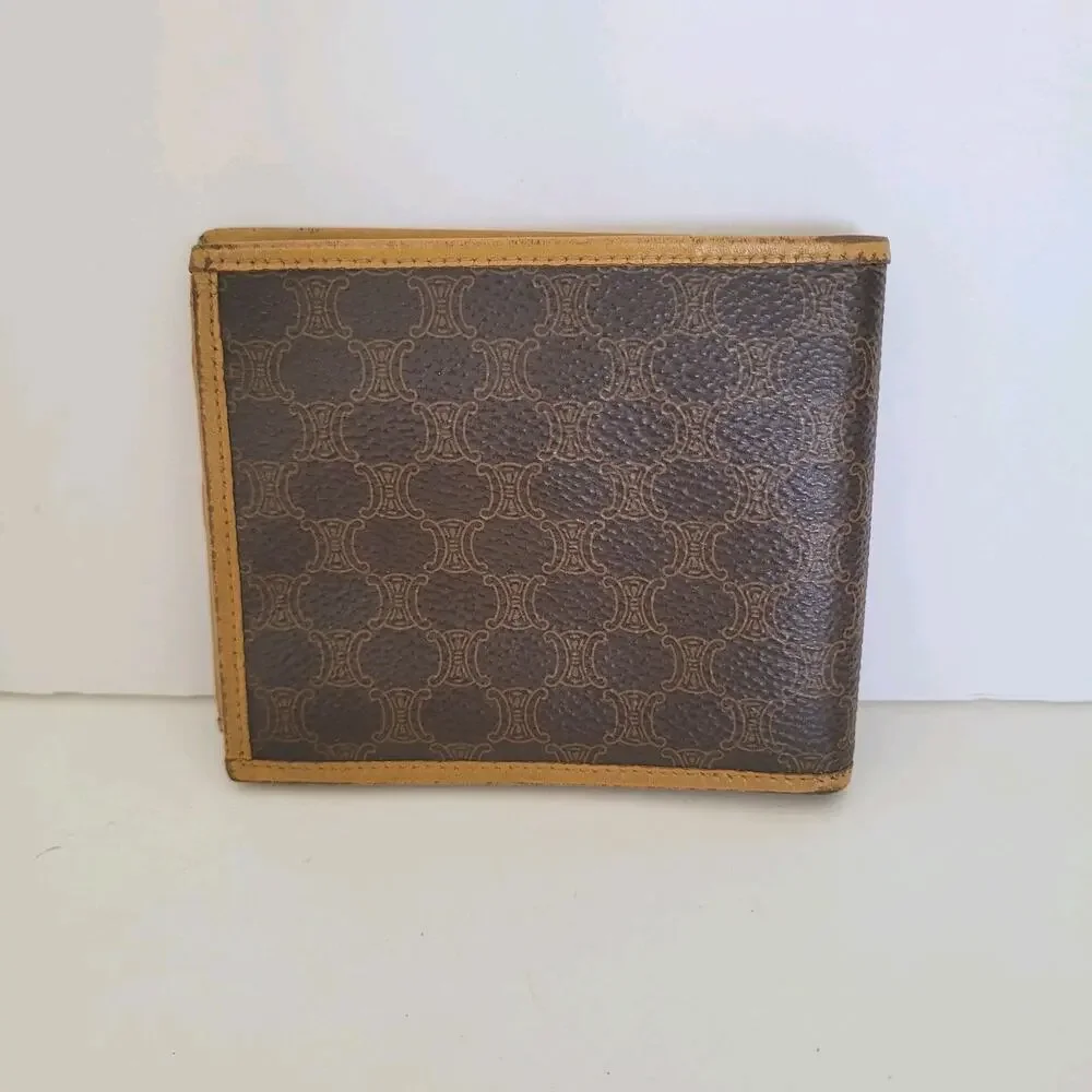 Celine Vintage‎ Bifold Leather Beige Tan Wallet Medium Folding Card Bill Holder